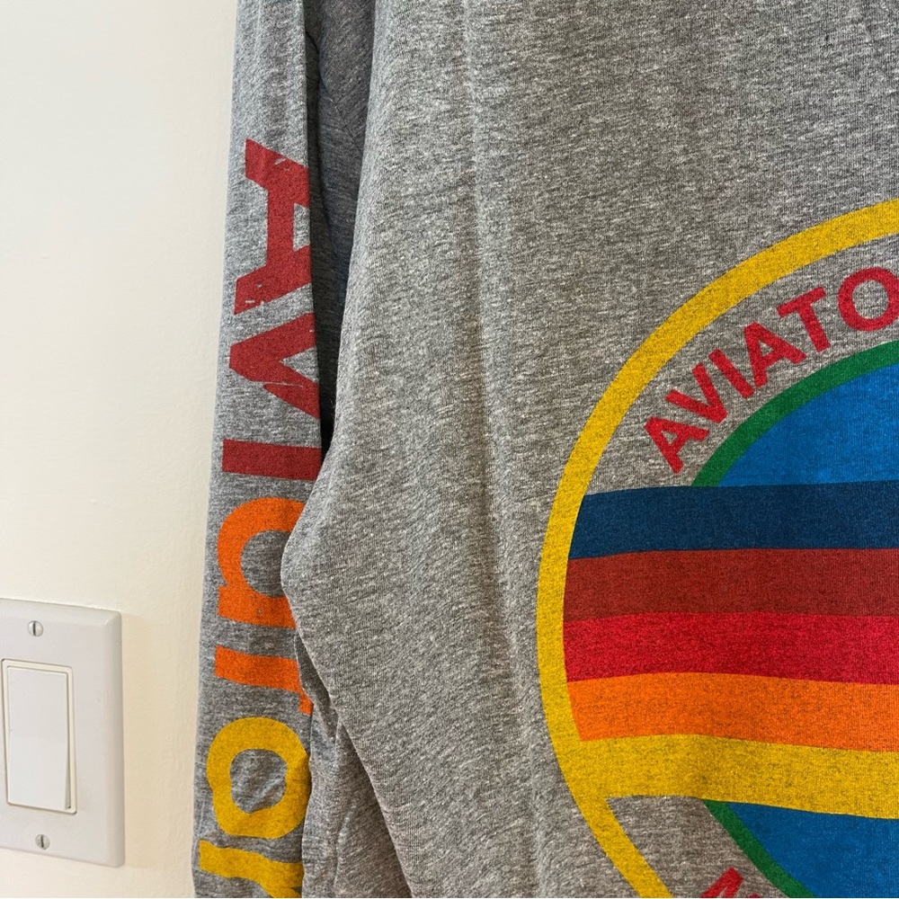 NWT Aviator Nation Logo Mill Valley Long Sleeve Shirt in Heather Grey , NEW - Picture 9 of 11